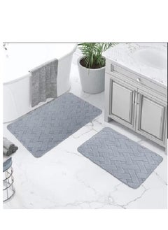 Buy 2 Pcs Bath Rug Set Bathroom Rugs, Non Slip Ultra Soft and Water Absorbent Bath Carpet, Machine Washable Quick Dry Bedroom Floor Mat Living Rug in Saudi Arabia