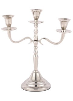 اشتري VOIDROP Three Arm Candelabra 10 inch Tall Silver Taper Candle Holders, Candle Stands Candlesticks for Home Decor Wedding Parties Dinning Table Centerpiece Thick Candles (Silver) في الامارات