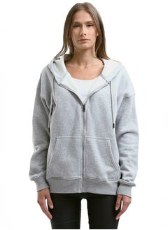 اشتري Long Sleeves Heather Grey Hooded Sweatshirt في مصر