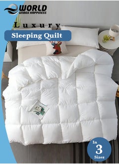 Buy Cottage Style Microfiber Comforter Quilt, Ultra-Soft White Duvet for a Cozy Night's Sleep, Available in King (240x260 cm), Queen (220x240 cm), and Single (160x230 cm) Sizes in UAE