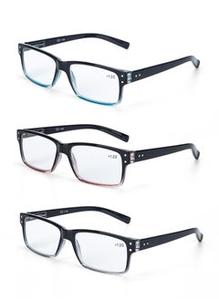 Buy LANLANG 3-Pack Reading Glasses for Men 3 Colors Clear Lens including 1.0-3.5 diopters L-L007 in UAE