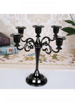 Buy Decorative and Classical 5 Arms Metal Tall Candle Holder for Home Wedding Event and Party Festival Black in Saudi Arabia