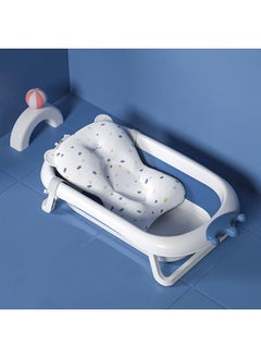 Buy Foldable Baby Bathtub with Bath Pillow Collapsible Bath Tub With Bath Mat Portable Safe Shower Basin with Cushion Pad Water Plug Non-Slip Support Leg for Newborn Toddler Infant in Saudi Arabia