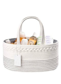 Buy Baby Diaper Caddy Organizer, Nursery Storage Basket for Boys Girls,Cotton Rope Diaper Storage Basket, Large Bag Car Bassinet with Removable Inserts, Nursery Storage Bin, 100% White Cotton in UAE