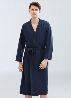 Buy Men Bathrobe Waffle Weave Lightweight Kimono Spa Bathrobe for Men, Size：M/L/XL（Navy Blue） in Saudi Arabia