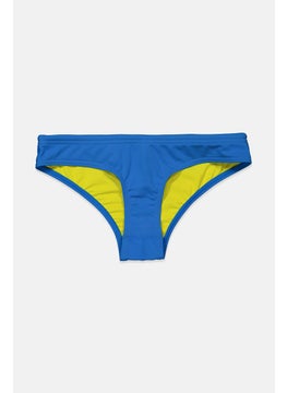 Buy Women Brand Logo Drawstring Swim Brief, Blue and Yellow in Saudi Arabia