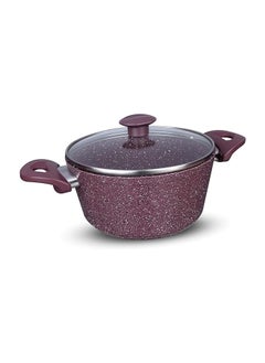 Buy Top Chef Pot Granite Size 20 Burgundy Glass Lid in Egypt