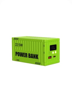 Buy 22.5W Fast Charging Mini Container Portable Power Bank 10000mAh Digital Display Dual LED Light with Nylon Sling - Green in UAE