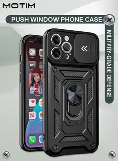 Buy iPhone 14 Pro Max Case, Armor Cover with Slide Camera Cover, Military Grade Heavy Duty, Protective Kickstand Phone Case with Magnetic Car Mount Holder in Saudi Arabia