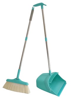 اشتري Broom and Dustpan set, Four Layers Enhanced Bristles, Foldable Dustpan and Broom for floor cleaning, Best Cleaning Tool for Home and Office, Larger Capacity في الامارات