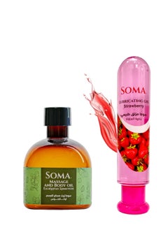 Buy Intimate lubricant with strawberry flavor, 120 ml, with eucalyptus massage oil, 170 ml. in Saudi Arabia