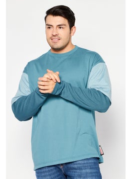 اشتري Men Crew Neck long Sleeve Brand Logo T-Shirt, Blue Combo في الامارات