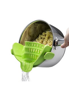 اشتري Silicone Snap N Strain Strainer Adjustable Snap on Strainer for Most Pots & Pans Heat Resistant Clip on Silicone Strain Strainer (Green) في الامارات