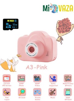 اشتري Children's Camera Toys For Girls And Boys - 1080P Digital Camera For Kids With 32GB SD Card And Selfie Mode - 2.0 Inch HD Screen Toddler Camera And Video Camera - Perfect Birthday Gifts Toy في الامارات