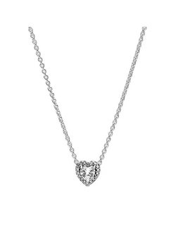 Buy Pandora Cubic Zirconia Sparkling Heart Pendant Corell Women's Necklace 925 Silver 398425C01-45 in UAE