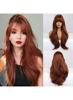 اشتري Air bangs big wave red brown wig في السعودية