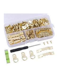 اشتري Hook Set, Box Hook, D Ring Picture Frame Hanger, Sawtooth Photo Hanging Hardware Set with Screws and Spirit Level Silver Gold, 252 psc في السعودية