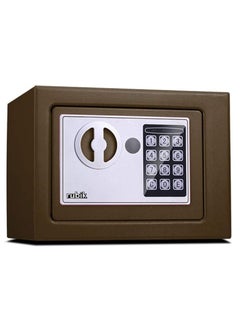 اشتري Mini Electronic Digital Security Safe Deposit Box With Electronic Keypad Lock and Physical Key For Home Office Hotel Jewelry Passport Watches Cash Storage (Brown) في الامارات