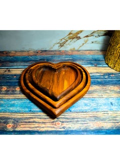 Buy A set of 3 heart-shaped dishes, handmade, 100% natural wood, treated with olive oil in Egypt