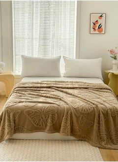 Buy 3D Imitation Butterfly Fleece Soft Blanket, Camel color. in UAE