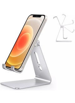 اشتري C2 Adjustable Cell Phone Stand, Aluminum Desktop Cellphone Stand with Anti-Slip Base and Convenient Charging Port, Fits All Smart Phones في مصر