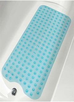 اشتري Goolsky Shower Mat Extra Long 16” x 39” Non-Slip Bath  for Tub with Suction Cups and Drain Holes Bathtub Mats for Kids, Baby, Bathroom Shower Floor Bathtub Accessories, Blue في الامارات