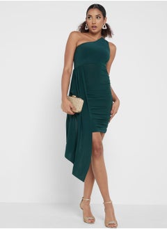 Buy One Shoulder Ruched Ruffle Dress in Saudi Arabia