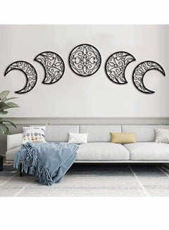 Buy Moon Decoration Wall Decoration, Art decoration Hanging, Boho Bedroom Decor Home (Black, 5 Pieces) in UAE