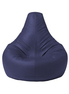 Buy Faux Leather Tear Drop Recliner Bean Bag with Filling Navy Blue in UAE