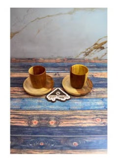 اشتري Wooden coffee cup + plate Handmade from healthy wood 100% natural colors from the heart of the tree في مصر