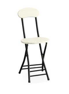 Buy Folding Chair Simple Backrest Wood Seat White in UAE