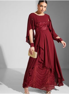 Buy Sequin Cape Sleeve Dress in UAE