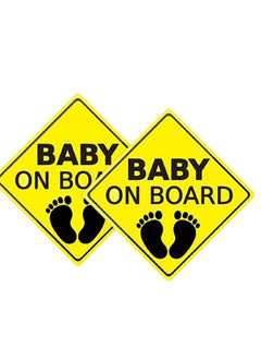 اشتري Baby ON Board Sticker Car Decals Safety Signs Self-Adhesive Easy to Install Waterproof 2pcs في الامارات