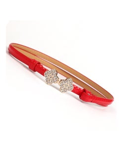 اشتري Sweet Rhinestone Flower Button Adjustable Waist Belt With Dress Shirt All Match Decoration Red في الامارات