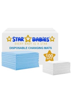 Buy Star Babies Disposable Changing Mats Pack Of 100-Blue With Free 20Pcs Disposable Changing Mat White in UAE