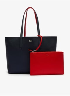 Buy LACOSTE Women's Anna Double sided Two tone Large Capacity Handbag, Fashionable and Versatile, Black/Red in UAE