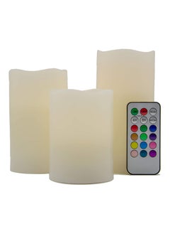 اشتري Luma Candles Real Wax Flameless Candles with Remote Control Timer 3 Candle Set Vanilla في الامارات