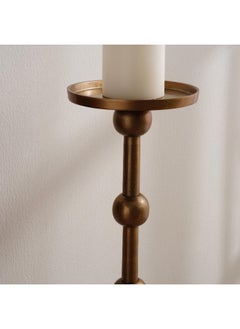 Buy Supreme Metal Long Pillar Candle Holder 21X21X80Cm - Brass Antique in UAE