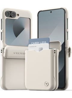 اشتري Terra Guard Modern Go Samsung Galaxy Z Flip 6 Case Cover Wallet with [Hinge Protection] and [2 Card Holder] Slot - Cream في الامارات