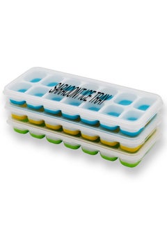 Buy 3 Piece Multi Grid Ice Cube Tray With Lid in UAE