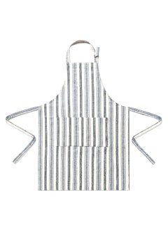 Buy Striped Pattern Pocket Detail Stone Washed Apron Grey/White 92 X 71 X 2.27 Cm in Saudi Arabia