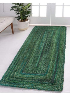 Buy Braided Chindi Collection Area Rug Layer (2' 6" X 6' 1" Runner Green Hunter Green) in UAE