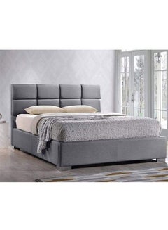 Buy Lombardia | Wooden Bed Frame Upholstered in Velvet - Grey in Saudi Arabia