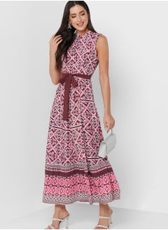 Buy Printed Tie Detail Dress in Saudi Arabia