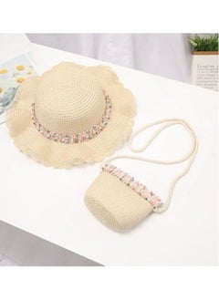 اشتري 2pcs Baby Kids Sun Hat Set with Butterfly Design , Kids and Toddler Straw Hats for Ultimate Sun Protection, Cute Summer Accessories for Baby Girl Child في الامارات