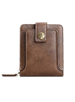 Buy Men's Retro Wallet, Boy's Portable Multi-card Slot Silver Coin Bag Cash Purse with Photo Slot, Foldable Horizontal Zipper Buckle Card Holder Passport Bag for Teenagers/College Students(Brown) in UAE