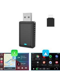 اشتري 2IN1 Wireless CarPlay Android Auto Adapter Mini USB Dongle, Plug & Play Wireless CarPlay Adapter with USB Port Convert Wired to Wireless CarPlay Dongle, for All Factory Wired CarPlay Cars في الامارات