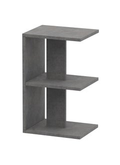 اشتري Mahmayi Modern E-Shape Night Stand Table, with 3 Open Storage Shelf For Living Room, Bedroom - Metal Fabric Anthracite في الامارات