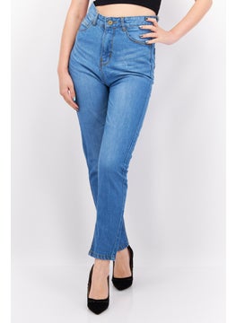 اشتري Women Regular Fit Washed Non Stretchable Denim Jeans, Blue في الامارات