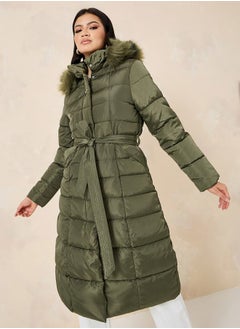 اشتري Regular Fit Hooded Padded Midi Coat في السعودية